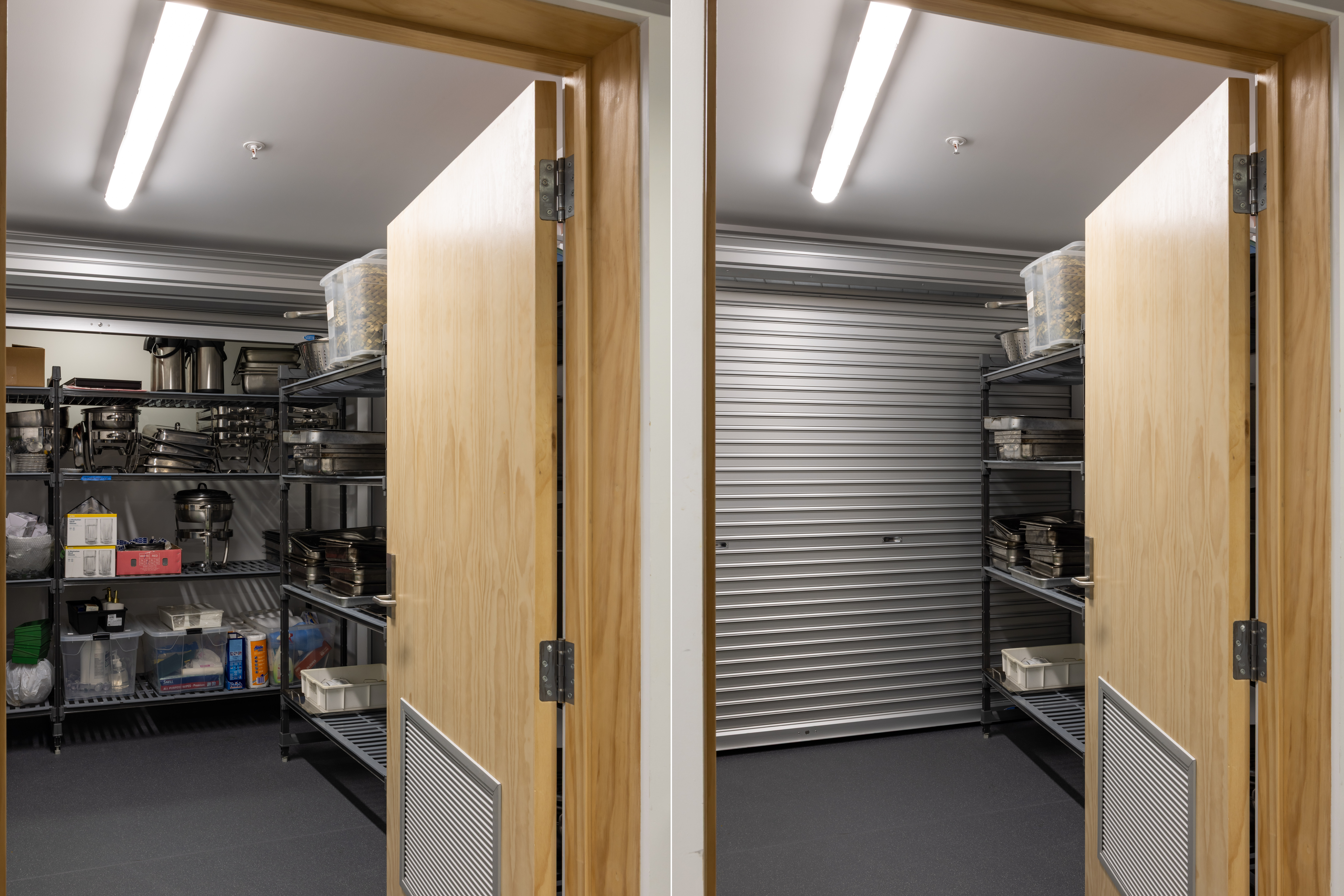 The roller doors ensure valuables are protected when the facility is hired out The roller doors ensure valuables are protected when the facility is hired out